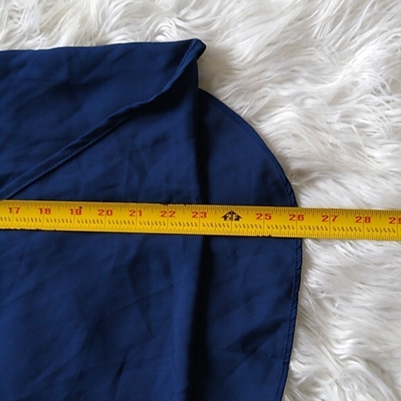 NEW Lily White Sleeveless V Neck Navy Chiffon Surplus Wrap Blouse - Picture 12 of 13